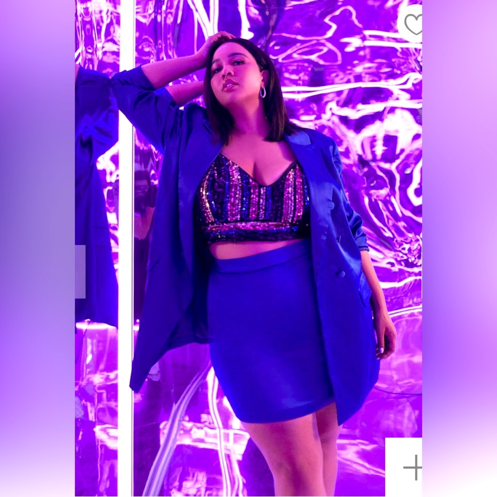 Satin Mini Skirt in Sodalite Blue